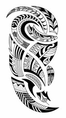 Unique Tribal Arm Tattoo Design: Detailed Hand-Drawn Polynesian Pattern