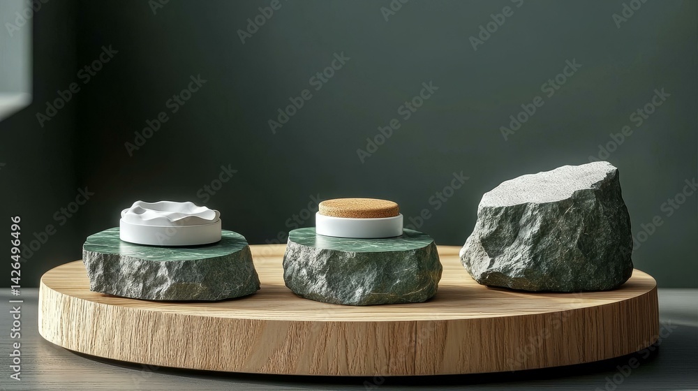 Poster modern stone decor display with white objects