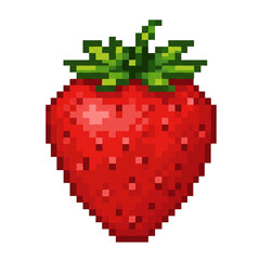 Fototapeta premium Pixel art illustration of strawberry