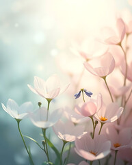 beautiful light spectrum of bluebells flowers, created by generative ai