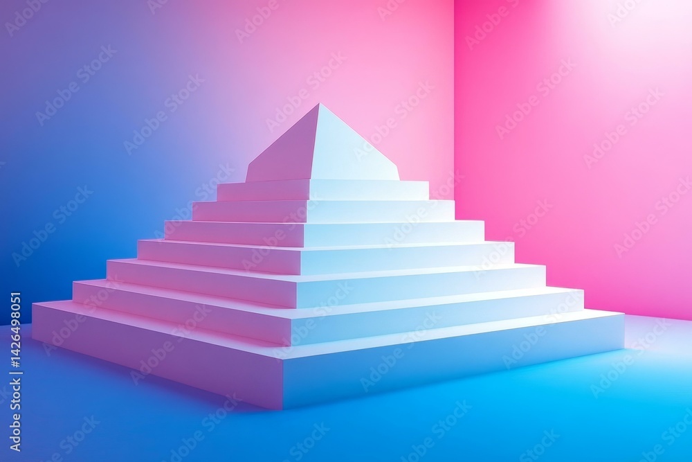 Poster abstract geometric steps display platform