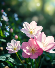 Obraz premium beautiful light spectrum of bluebells flowers, created by generative ai