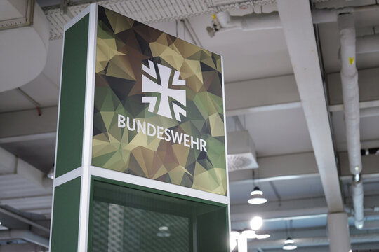 Hannover, Germany - April 3, 2025: Bundeswehr  logo in Hannover - The Bundeswehr are the armed forces of the Federal Republic of Germany
