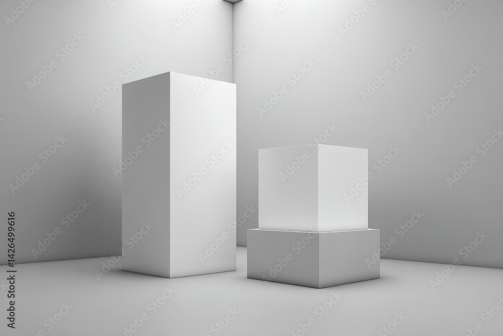 Poster abstract minimalist white cube display design