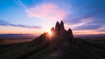 Dramatic Sunrise Over Rugged Peaks