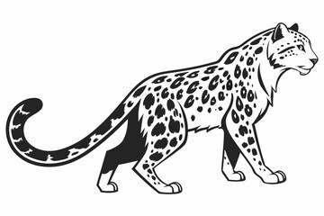 snow leopard sihouette black vector
