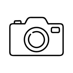 Camera illustration in minimalist style with black outlines  