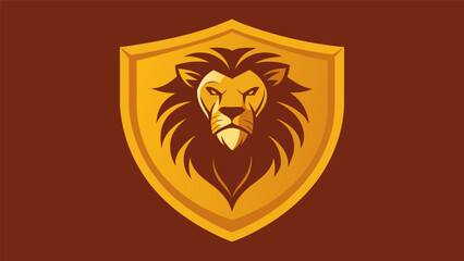 Fototapeta premium A shield bearing the image of a lion representing the courage and inner strength that comes with living a life guided by Stoic virtues.. Vector illustration