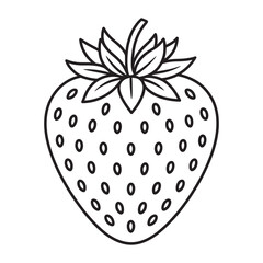 Black and White Strawberry Illustration - Fresh Organic Fruit Design