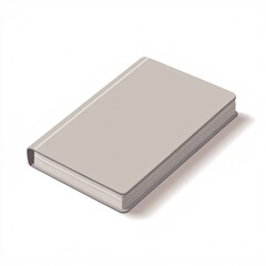 Clean Gray Notebook Object with Simplified Form and Light Shadow on White Background