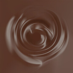 Liquid dark cream swirled with dark chocolate. Sauce and food delicious vector texture with melting and creamy look. Dessert hot sweet drop.