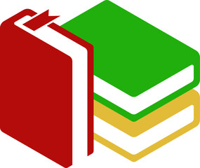 Colorful flat book in vector format. Ideal for school apps, e-learning platforms, educational websites, infographics, and children’s content design. Isolated on white.