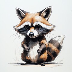 Adorable Raccoon Illustration: A charming digital painting of a cute raccoon, showcasing intricate details and expressive features.