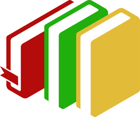 Colorful flat book in vector format. Ideal for school apps, e-learning platforms, educational websites, infographics, and children’s content design. Isolated on white.