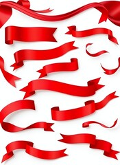 Obraz premium Vibrant Red Ribbon Decoration with White Tags