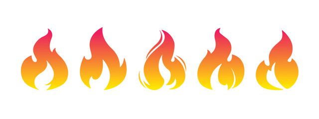 Fire icon, fire logo, flat design of a colorful flame icon with smooth gradient from yellow to red. Simple and modern fire symbol, ideal for app icons, infographics, web design, and user elements.