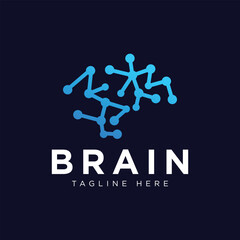 Brain technology logo designs concept, techno brain logo template