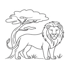 Majestic Lion in the Savannah - African Wildlife Vector