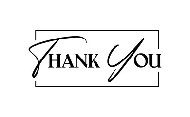 Thank You Typography, Elegant Black and White Design lettering, thanks message