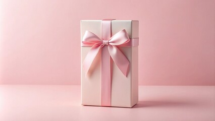 A delicately wrapped gift box tied with a pale pink ribbon, ready for a special occasion