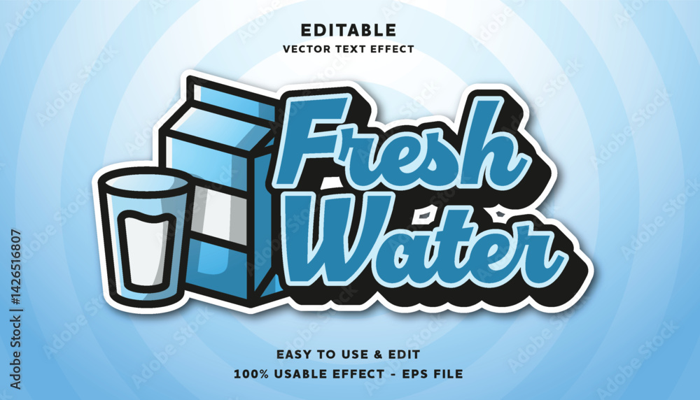 Poster fresh water editable text effect with modern and simple style