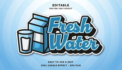 fresh water editable text effect with modern and simple style