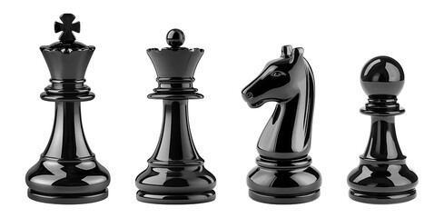 Chess pieces isolated on transparent background.