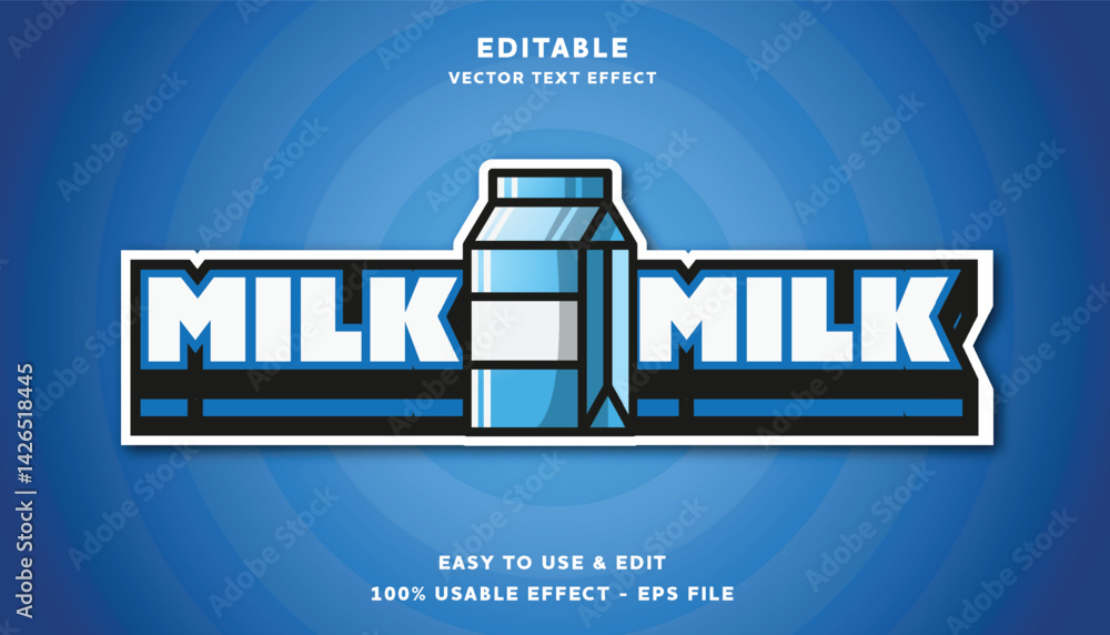 Poster milk editable text effect with modern and simple style