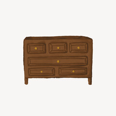 Wooden cupboard, home furniture collage element vector