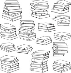 Black and White Book Stack Silhouettes