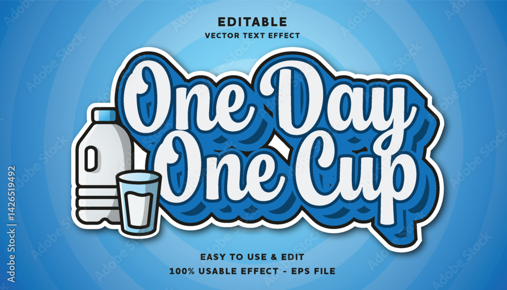 Poster one day one cup editable text effect with modern and simple style