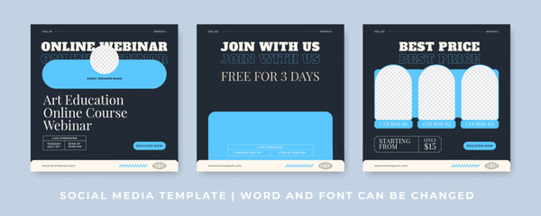Modern webinar and online course template with bold layout and creative visuals. Perfect for promotions, streaming events, or digital education ads.