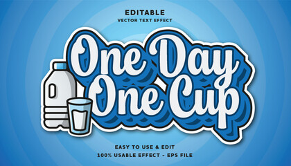 one day one cup editable text effect with modern and simple style