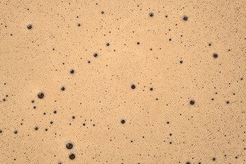 Top view macro photography of coffee foam