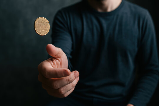 person tosses coin in moment of contemplation reflecting on great choices during times of depression