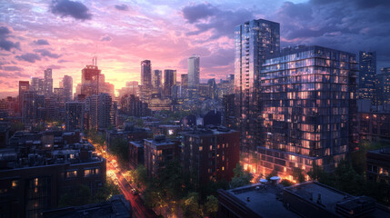 Fototapeta premium What Are Cityscape Views in Architecture? A cityscape view in architecture refers to how a building frames, interacts with, or highlights the urban environment around it.