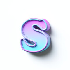 Pink blue gradient cartoon font Letter S 3D