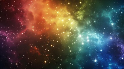 Fototapeta premium Rainbow hued nebula and stars in outer space