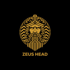 Modern Head Zeus Thunderbolt Logo Vector, Illustration