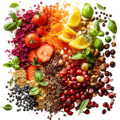 Vibrant kitchen photography bright colors in healthy cooking. Isolated on transparent background, png.