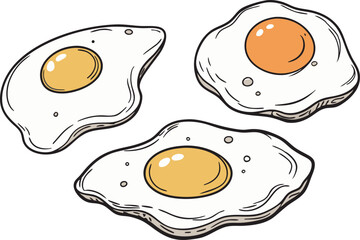 Fried Egg Illustration – Hand-Drawn Breakfast Clipart for Food Design and Recipes