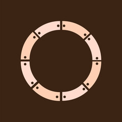 Obraz premium Metal Ring: A robust metal ring, crafted from individual segments secured with rivets, evokes industrial strength and precision in a digital illustration.