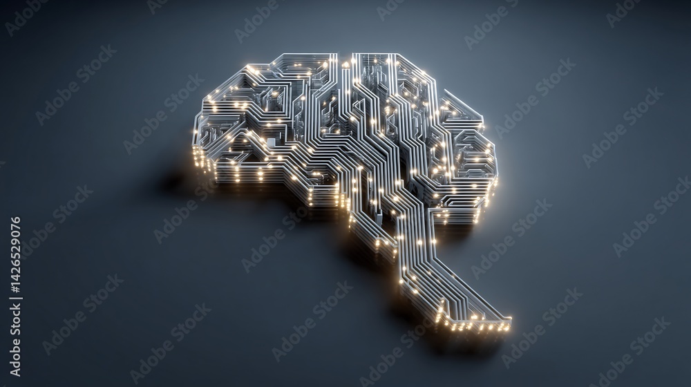 Poster illuminated conceptual motherboard brain design for neural network technology