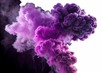 purple explosion smoke isolated on white background PNG. GENERATIVE AI