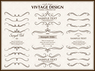 エレガントなカリグラフィのヴィンテージフレームセット