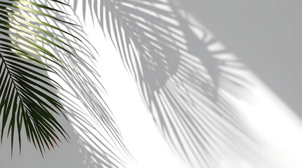 Obraz premium Realistic shadow overlay effect. Natural palm leaf shadows isolated on transparent background. Coconut Leaf, foliage branch silhouette decoration