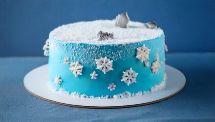 A snow-covered winter kingdom themed cake