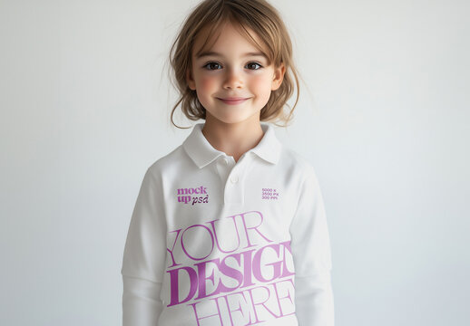 Kids Polo Shirt Mockup for Fashion Brand and Apparel Design
