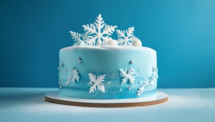 A snow-covered winter kingdom themed cake