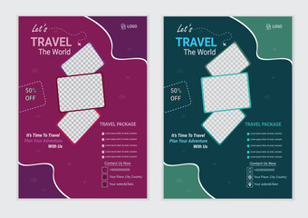 Vacation travel flyer design template.
 flyer design & brochure cover page template for travel  agency